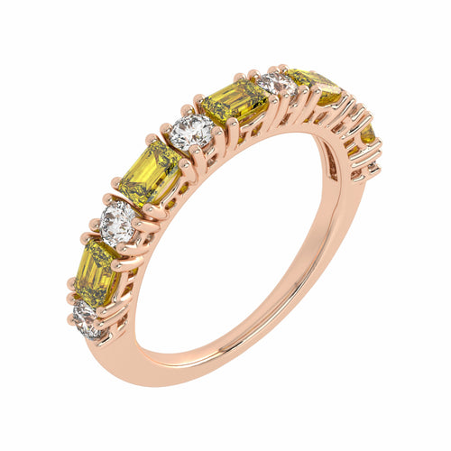 1 CT. Fancy Yellow Radiant Diamond Band Ring