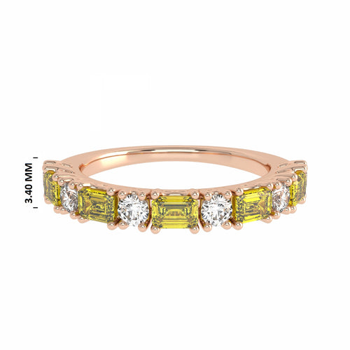 1 CT. Fancy Yellow Radiant Diamond Band Ring