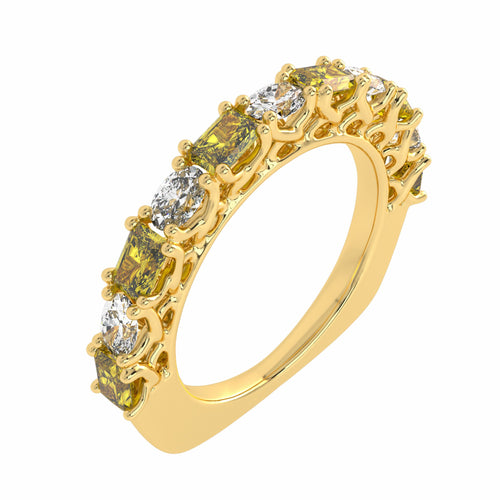 1 1/2 CT. Fancy Yellow Radiant Diamond Band Ring