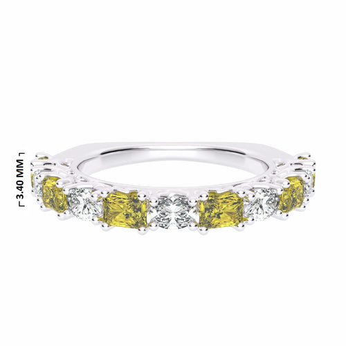 1 1/2 CT. Fancy Yellow Radiant Diamond Band Ring