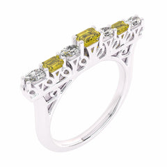 3/4 CT. Fancy Yellow Radiant Diamond Bar Ring