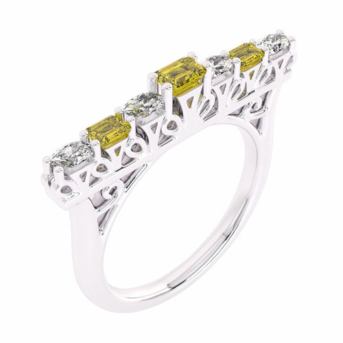 3/4 CT. Fancy Yellow Radiant Diamond Bar Ring