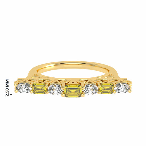 3/4 CT. Fancy Yellow Radiant Diamond Bar Ring