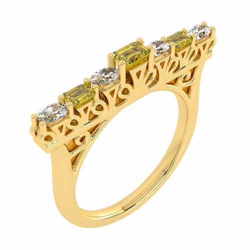 3/4 CT. Fancy Yellow Radiant Diamond Bar Ring