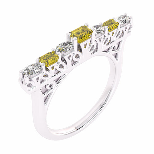 3/4 CT. Fancy Yellow Radiant Diamond Bar Ring
