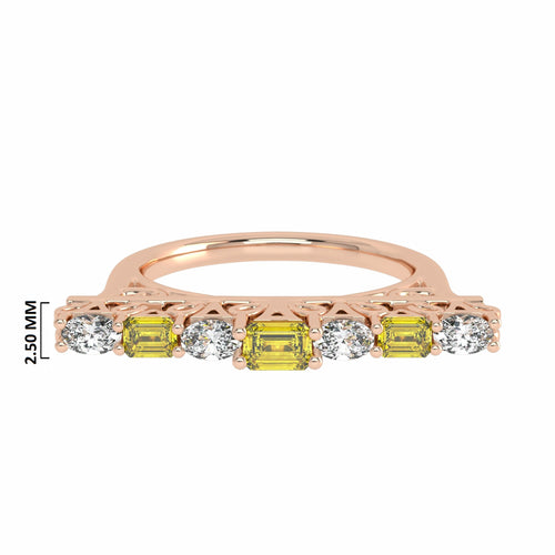 3/4 CT. Fancy Yellow Radiant Diamond Bar Ring