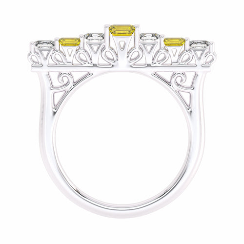 3/4 CT. Fancy Yellow Radiant Diamond Bar Ring