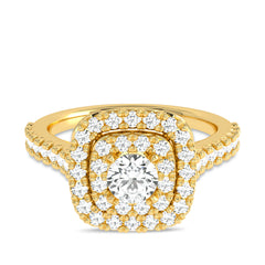 1 CT. Timeless Treasure Cushion Cut Double Halo Round Lab created Diamond Ring