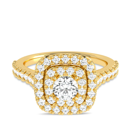 1 CT. Timeless Treasure Cushion Cut Double Halo Round Lab created Diamond Ring