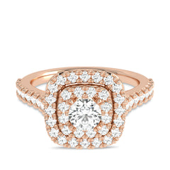 1 CT. Timeless Treasure Cushion Cut Double Halo Round Lab created Diamond Ring