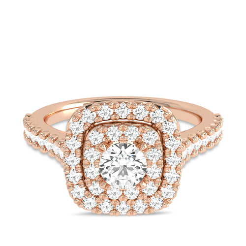 1 CT. Timeless Treasure Cushion Cut Double Halo Round Lab created Diamond Ring