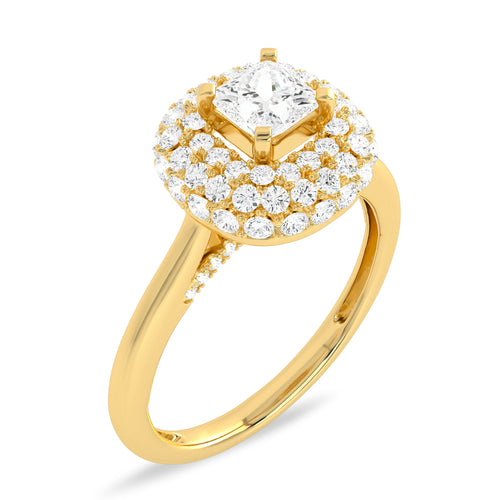 1 CT. Timeless Treasure Cushion Cut Double Halo Round Lab created Diamond Ring