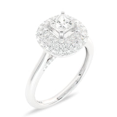 1 CT. Timeless Treasure Cushion Cut Double Halo Round Lab created Diamond Ring