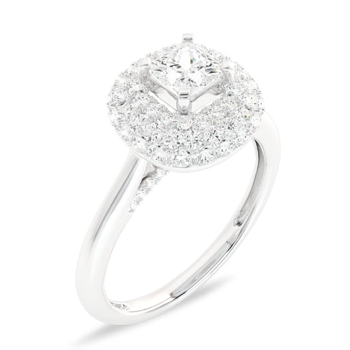 1 CT. Timeless Treasure Cushion Cut Double Halo Round Lab created Diamond Ring
