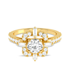 1 CT. Quadrant Brilliance Baguette and Round Diamond Ring