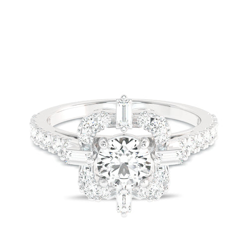1 CT. Quadrant Brilliance Baguette and Round Diamond Ring