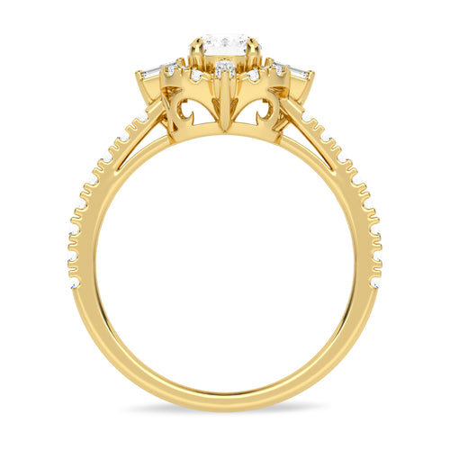 1 CT. Quadrant Brilliance Baguette and Round Diamond Ring