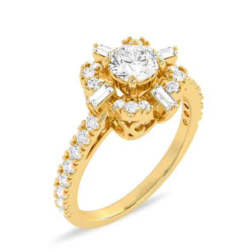 1 CT. Quadrant Brilliance Baguette and Round Diamond Ring
