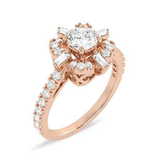 1 CT. Quadrant Brilliance Baguette and Round Diamond Ring