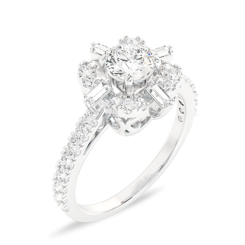 1 CT. Quadrant Brilliance Baguette and Round Diamond Ring