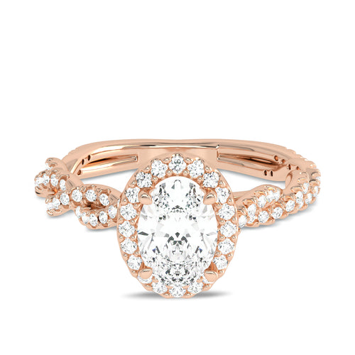 1 CT. Enchanted Orbit Oval Halo Twisted Shank Lab-Created Diamond Ring
