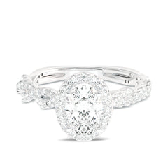 1 CT. Enchanted Orbit Oval Halo Twisted Shank Lab-Created Diamond Ring