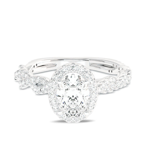 1 CT. Enchanted Orbit Oval Halo Twisted Shank Lab-Created Diamond Ring