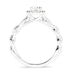 1 CT. Enchanted Orbit Oval Halo Twisted Shank Lab-Created Diamond Ring