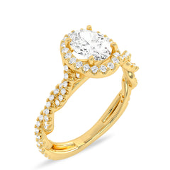 1 CT. Enchanted Orbit Oval Halo Twisted Shank Lab-Created Diamond Ring