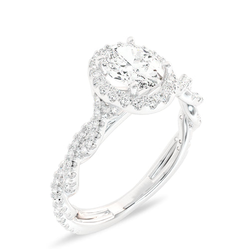 1 CT. Enchanted Orbit Oval Halo Twisted Shank Lab-Created Diamond Ring