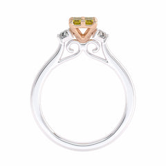 1 CT. Fancy Yellow Radiant and trapezoid Natural Diamond Engagement Ring