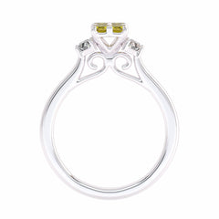 1 CT. Fancy Yellow Radiant and trapezoid Natural Diamond Engagement Ring