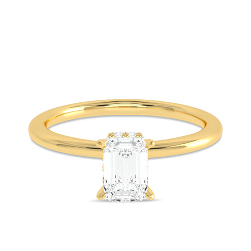3/4 CT. Emerald cut Solitaire Double Hidden Halo Engagement Ring