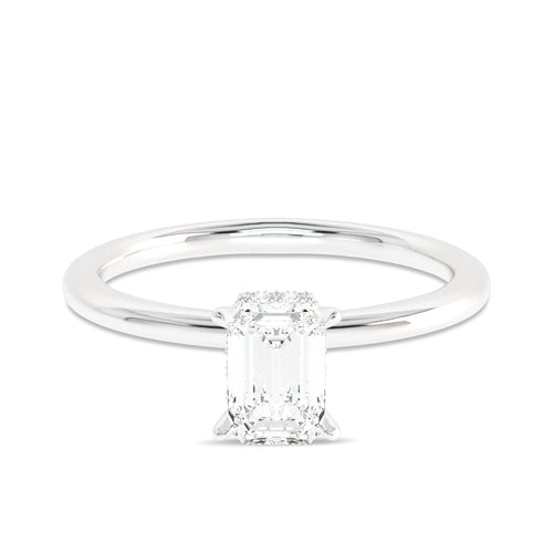 3/4 CT. Emerald cut Solitaire Double Hidden Halo Engagement Ring