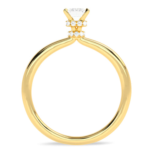 3/4 CT. Emerald cut Solitaire Double Hidden Halo Engagement Ring