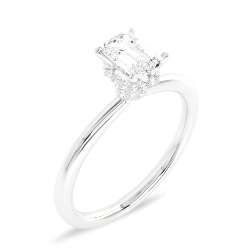 3/4 CT. Emerald cut Solitaire Double Hidden Halo Engagement Ring