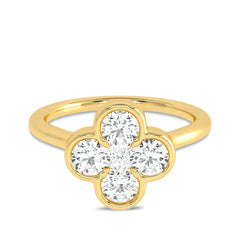 3/4 CT. Four Leaf clover Round Lab created Diamond Ring