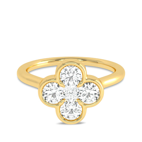3/4 CT. Four Leaf clover Round Lab created Diamond Ring
