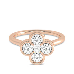 3/4 CT. Four Leaf clover Round Lab created Diamond Ring