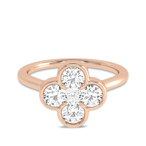 3/4 CT. Four Leaf clover Round Lab created Diamond Ring