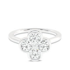 3/4 CT. Four Leaf clover Round Lab created Diamond Ring