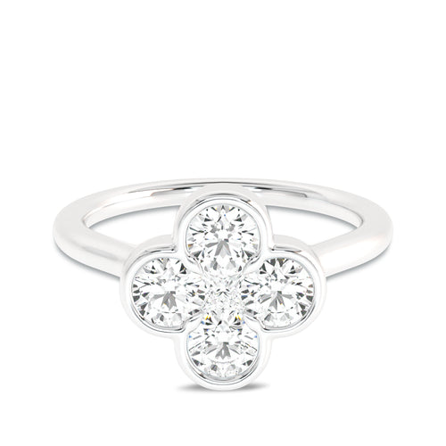 3/4 CT. Four Leaf clover Round Lab created Diamond Ring