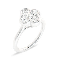3/4 CT. Four Leaf clover Round Lab created Diamond Ring