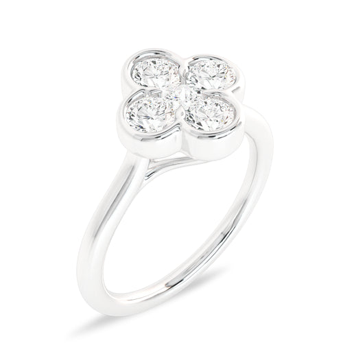 3/4 CT. Four Leaf clover Round Lab created Diamond Ring