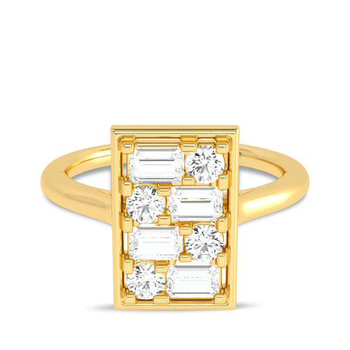 5/8 CT. Mordern Round and Baguette Rectangle Ring.