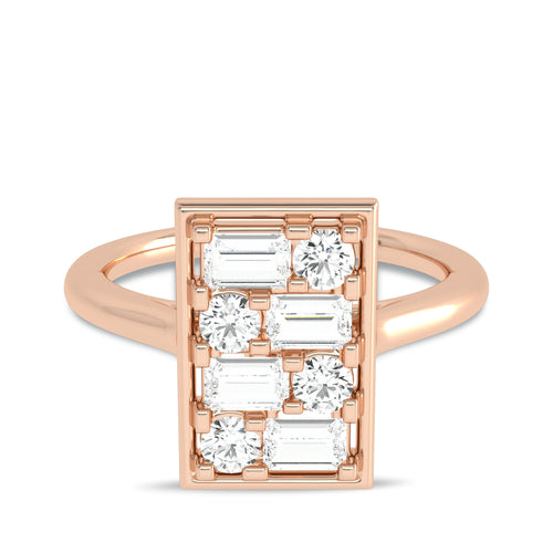 5/8 CT. Mordern Round and Baguette Rectangle Ring.