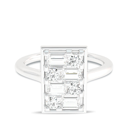 5/8 CT. Mordern Round and Baguette Rectangle Ring.