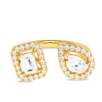 3/4 CT. Two Headed pear and Emerald cut Lab created Diamond Ring