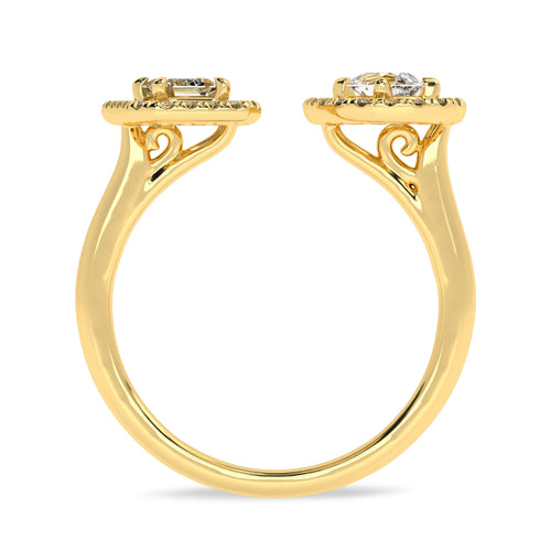 3/4 CT. Two Headed pear and Emerald cut Lab created Diamond Ring