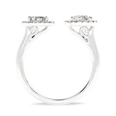 3/4 CT. Two Headed pear and Emerald cut Lab created Diamond Ring